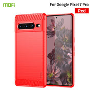 For Google pixel 7 Pro 5G MOFI Gentleness Series Brushed Texture Carbon Fiber TPU Phone Case(Red)