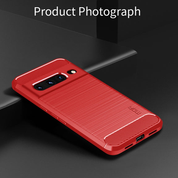 For Google pixel 7 Pro 5G MOFI Gentleness Series Brushed Texture Carbon Fiber TPU Phone Case(Red)