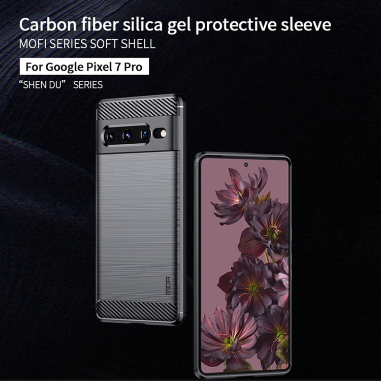 For Google pixel 7 Pro 5G MOFI Gentleness Series Brushed Texture Carbon Fiber TPU Phone Case(Red)