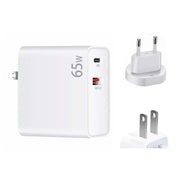 PD-65W USB-C / Type-C + QC3. 0 USB Laptop Charging Adapter, EU Plug / US Plug(White)