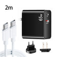 PD-65W USB-C / Type-C + QC3. 0 USB Laptop Charging Adapter + 2m USB-C / Type-C to USB-C / Type-C Data Cable Set, EU Plug / US Plug(Black) - Cable & Adapter by PMC Jewellery | Online Shopping South Africa | PMC Jewellery | Buy Now Pay Later Mobicred