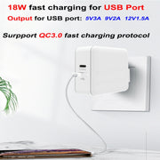 PD-65W USB-C / Type-C + QC3. 0 USB Laptop Charging Adapter, UK Plug / US Plug(Black)