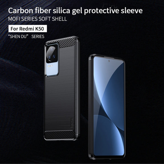 For Xiaomi Redmi K40S MOFI Gentleness Brushed Carbon Fiber Soft TPU Case(Red)