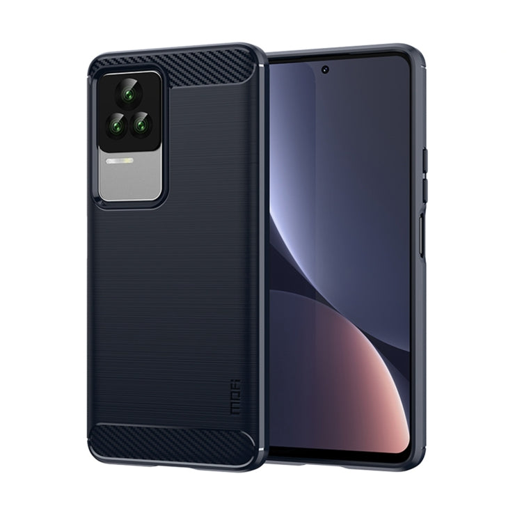 For Xiaomi Redmi K50 / K50 Pro MOFI Gentleness Brushed Carbon Fiber Soft TPU Case(Blue)