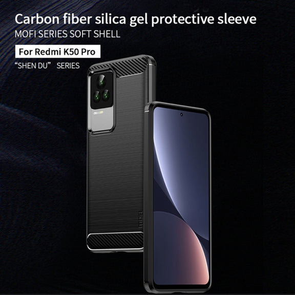 For Xiaomi Redmi K50 / K50 Pro MOFI Gentleness Brushed Carbon Fiber Soft TPU Case(Blue)