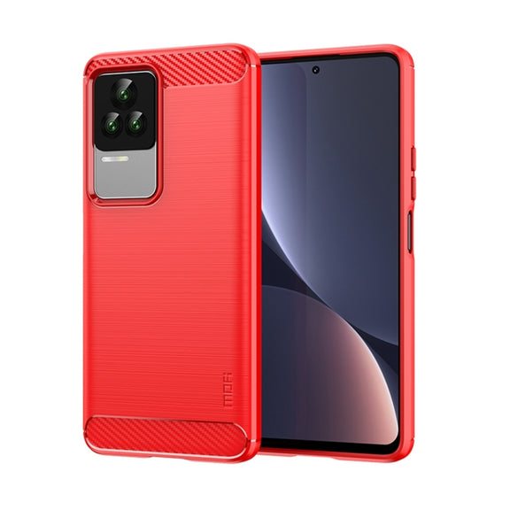 For Xiaomi Redmi K50 / K50 Pro MOFI Gentleness Brushed Carbon Fiber Soft TPU Case(Red)