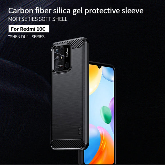 For Xiaomi Redmi 10C MOFI Gentleness Brushed Carbon Fiber Soft TPU Case(Gray)