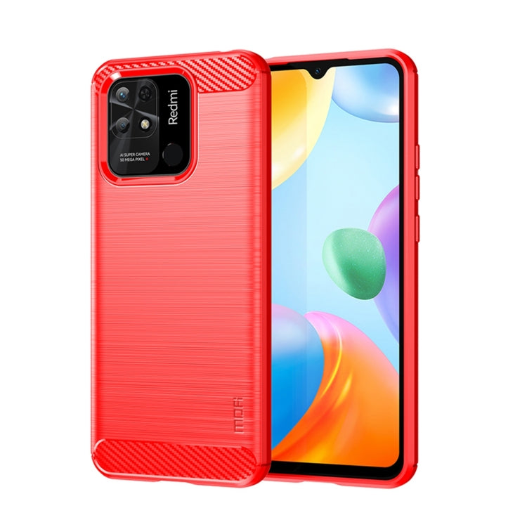 For Xiaomi Redmi 10C MOFI Gentleness Brushed Carbon Fiber Soft TPU Case(Red)