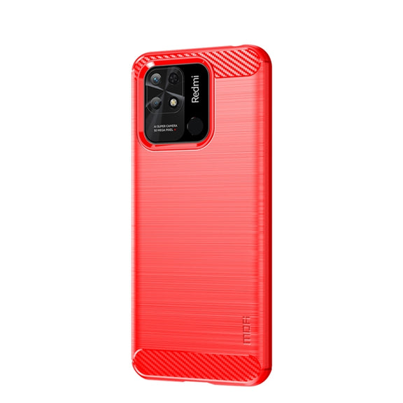 For Xiaomi Redmi 10C MOFI Gentleness Brushed Carbon Fiber Soft TPU Case(Red)