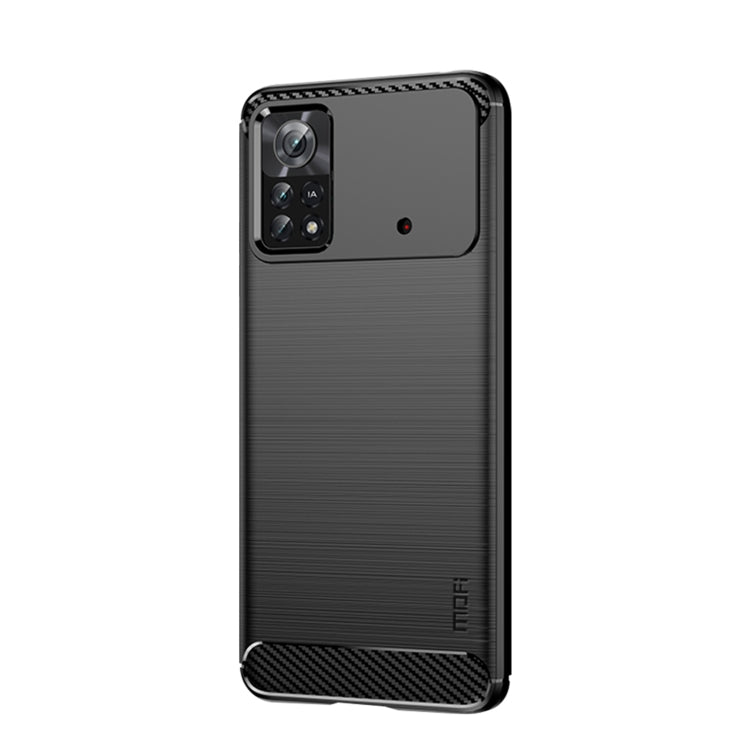 For Xiaomi Poco X4 Pro 5G MOFI Gentleness Brushed Carbon Fiber Soft TPU Case(Black)