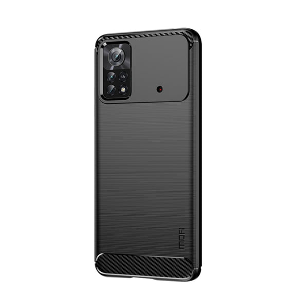 For Xiaomi Poco X4 Pro 5G MOFI Gentleness Brushed Carbon Fiber Soft TPU Case(Black)