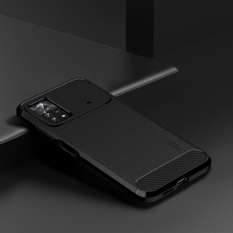 For Xiaomi Poco X4 Pro 5G MOFI Gentleness Brushed Carbon Fiber Soft TPU Case(Black)