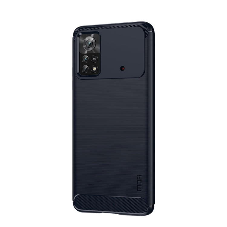 For Xiaomi Poco X4 Pro 5G MOFI Gentleness Brushed Carbon Fiber Soft TPU Case(Blue)