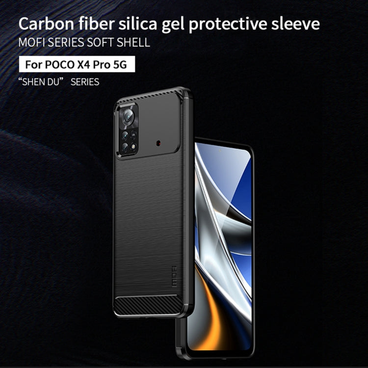 For Xiaomi Poco X4 Pro 5G MOFI Gentleness Brushed Carbon Fiber Soft TPU Case(Blue)