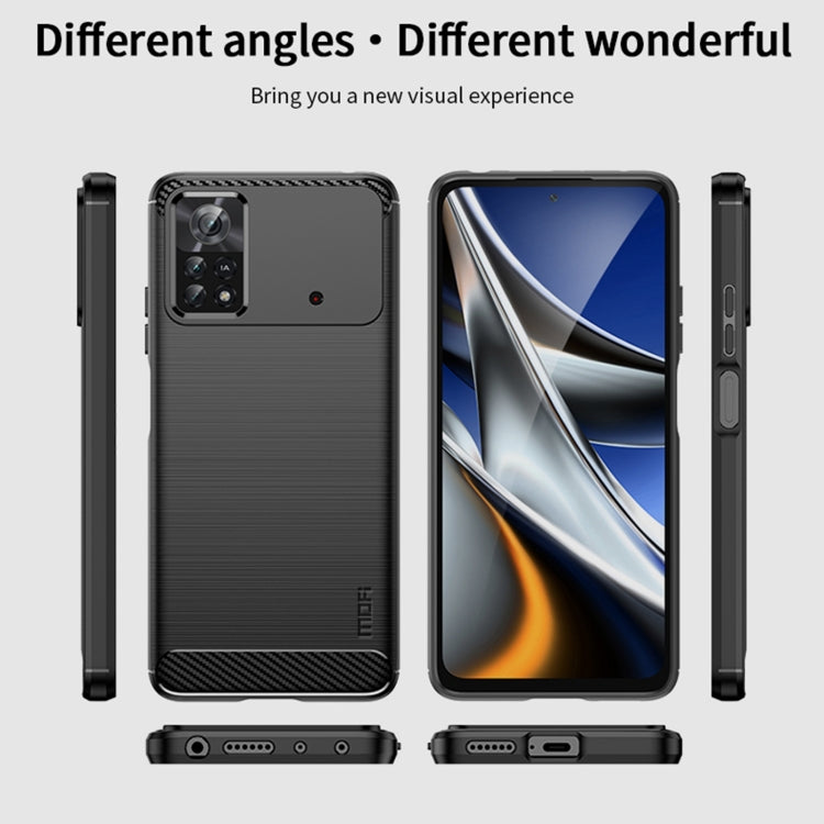 For Xiaomi Poco X4 Pro 5G MOFI Gentleness Brushed Carbon Fiber Soft TPU Case(Blue)