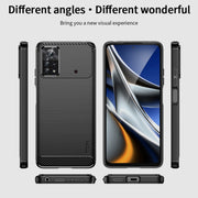 For Xiaomi Poco X4 Pro 5G MOFI Gentleness Brushed Carbon Fiber Soft TPU Case(Blue)