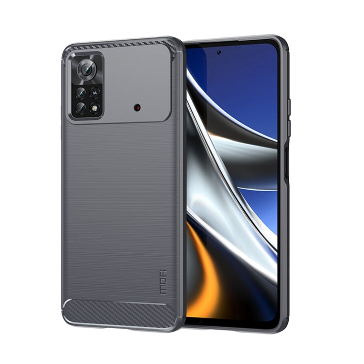 For Xiaomi Poco X4 Pro 5G MOFI Gentleness Brushed Carbon Fiber Soft TPU Case(Gray)