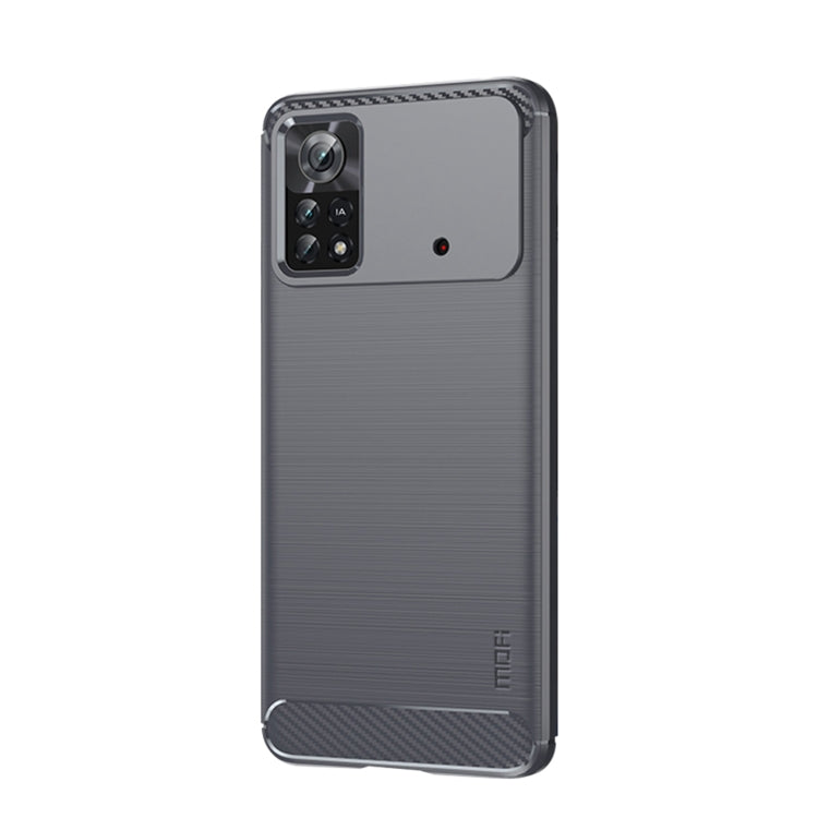 For Xiaomi Poco X4 Pro 5G MOFI Gentleness Brushed Carbon Fiber Soft TPU Case(Gray)