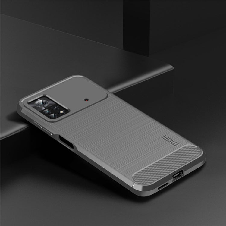 For Xiaomi Poco X4 Pro 5G MOFI Gentleness Brushed Carbon Fiber Soft TPU Case(Gray)