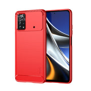 For Xiaomi Poco X4 Pro 5G MOFI Gentleness Brushed Carbon Fiber Soft TPU Case(Red)