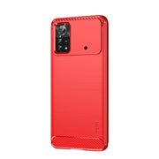 For Xiaomi Poco X4 Pro 5G MOFI Gentleness Brushed Carbon Fiber Soft TPU Case(Red)
