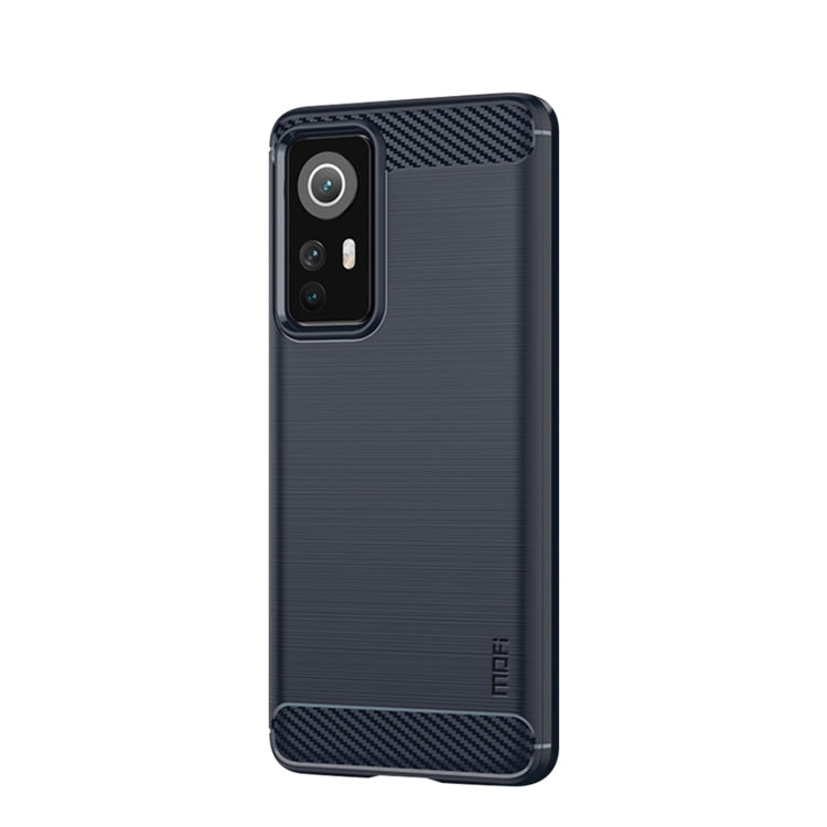 For Xiaomi 12 / 12X MOFI Gentleness Brushed Carbon Fiber Soft TPU Case(Blue)