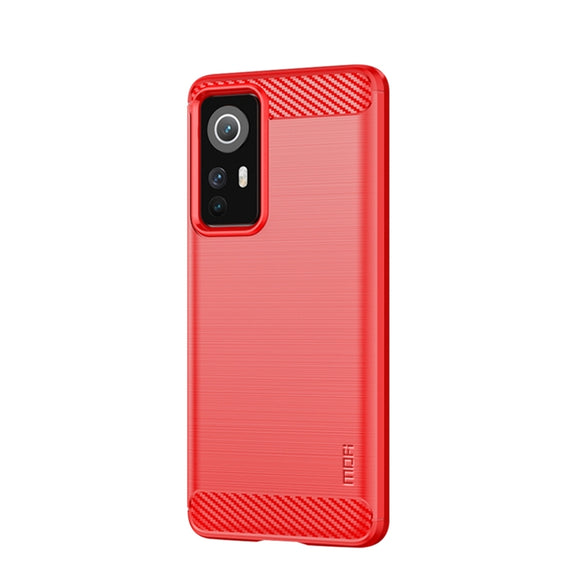 For Xiaomi 12 / 12X MOFI Gentleness Brushed Carbon Fiber Soft TPU Case(Red)