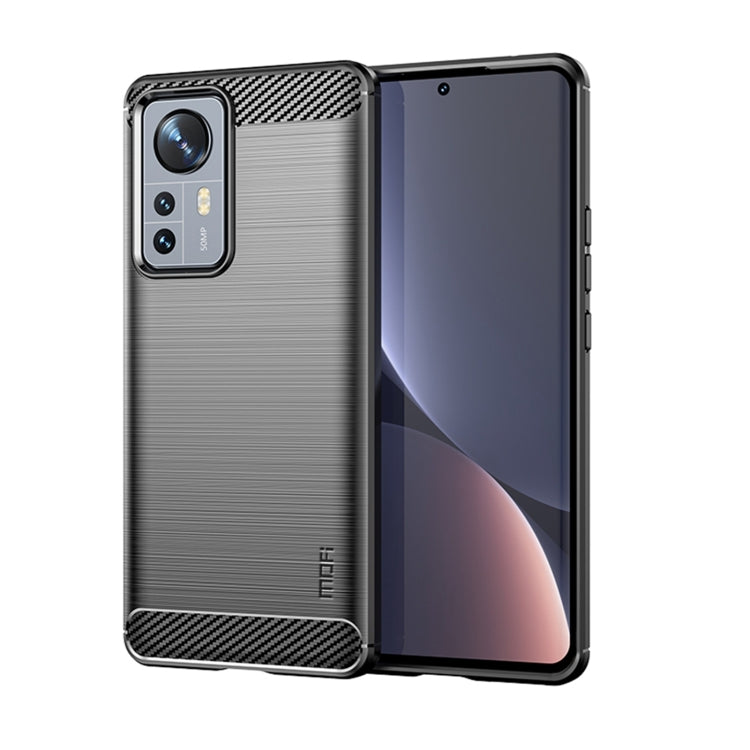 For Xiaomi 12 Pro MOFI Gentleness Brushed Carbon Fiber Soft TPU Case(Black)