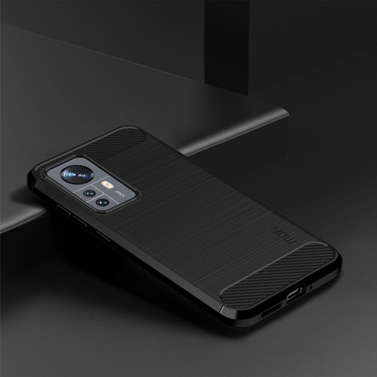 For Xiaomi 12 Pro MOFI Gentleness Brushed Carbon Fiber Soft TPU Case(Black)