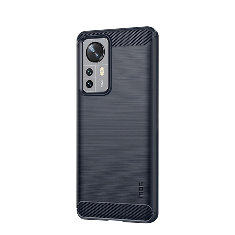 For Xiaomi 12 Pro MOFI Gentleness Brushed Carbon Fiber Soft TPU Case(Blue)