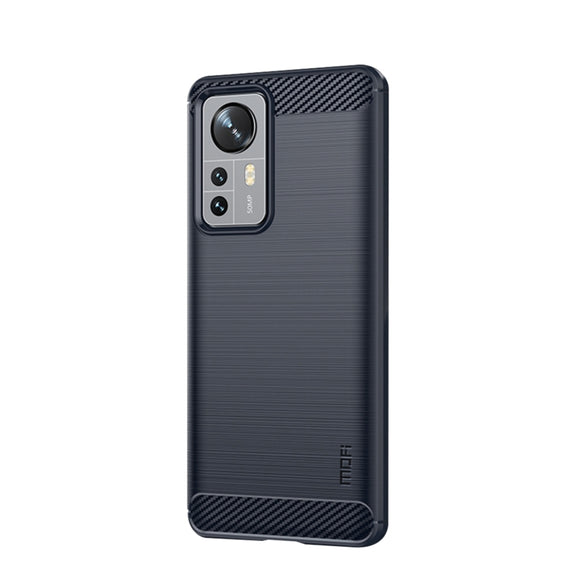 For Xiaomi 12 Pro MOFI Gentleness Brushed Carbon Fiber Soft TPU Case(Blue)