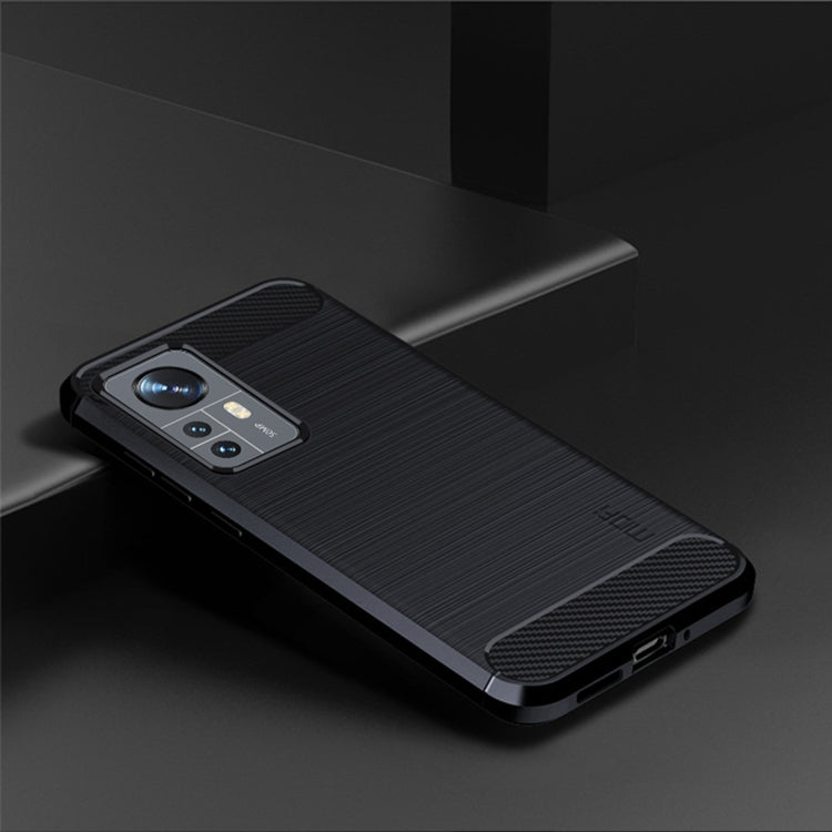 For Xiaomi 12 Pro MOFI Gentleness Brushed Carbon Fiber Soft TPU Case(Blue)