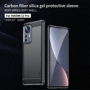 For Xiaomi 12 Pro MOFI Gentleness Brushed Carbon Fiber Soft TPU Case(Blue)