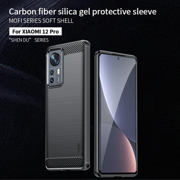 For Xiaomi 12 Pro MOFI Gentleness Brushed Carbon Fiber Soft TPU Case(Blue)