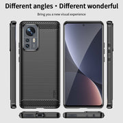 For Xiaomi 12 Pro MOFI Gentleness Brushed Carbon Fiber Soft TPU Case(Blue)
