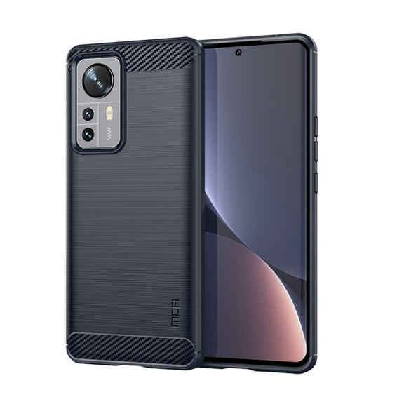For Xiaomi 12 Pro MOFI Gentleness Brushed Carbon Fiber Soft TPU Case(Blue)