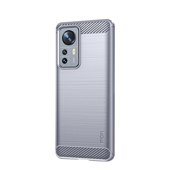 For Xiaomi 12 Pro MOFI Gentleness Brushed Carbon Fiber Soft TPU Case(Gray)