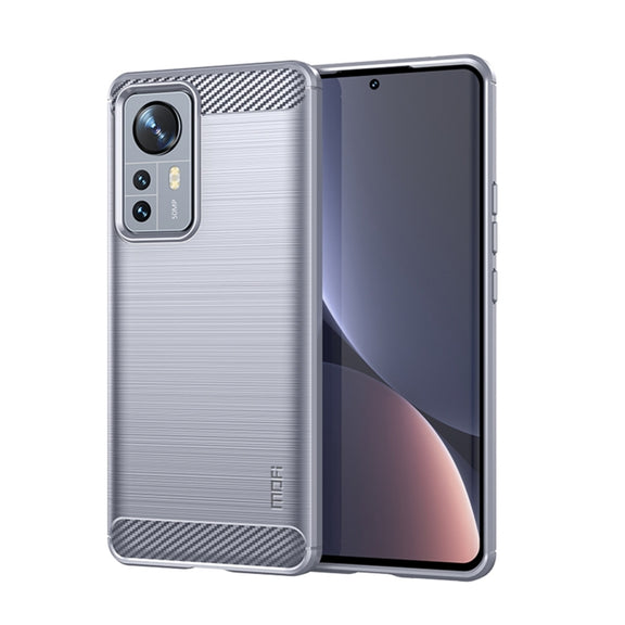 For Xiaomi 12 Pro MOFI Gentleness Brushed Carbon Fiber Soft TPU Case(Gray)