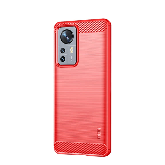 For Xiaomi 12 Pro MOFI Gentleness Brushed Carbon Fiber Soft TPU Case(Red)