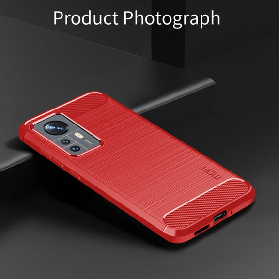 For Xiaomi 12 Pro MOFI Gentleness Brushed Carbon Fiber Soft TPU Case(Red)