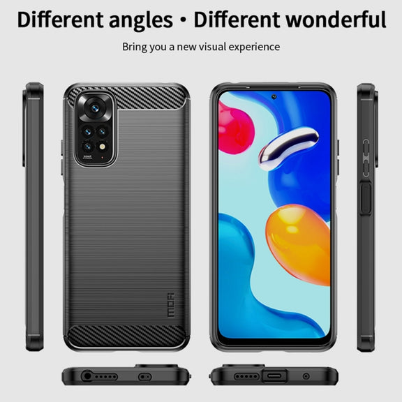 For Xiaomi Redmi Note 11 4G Global / Note 11S 4G MOFI Gentleness Brushed Carbon Fiber TPU Case(Blue)