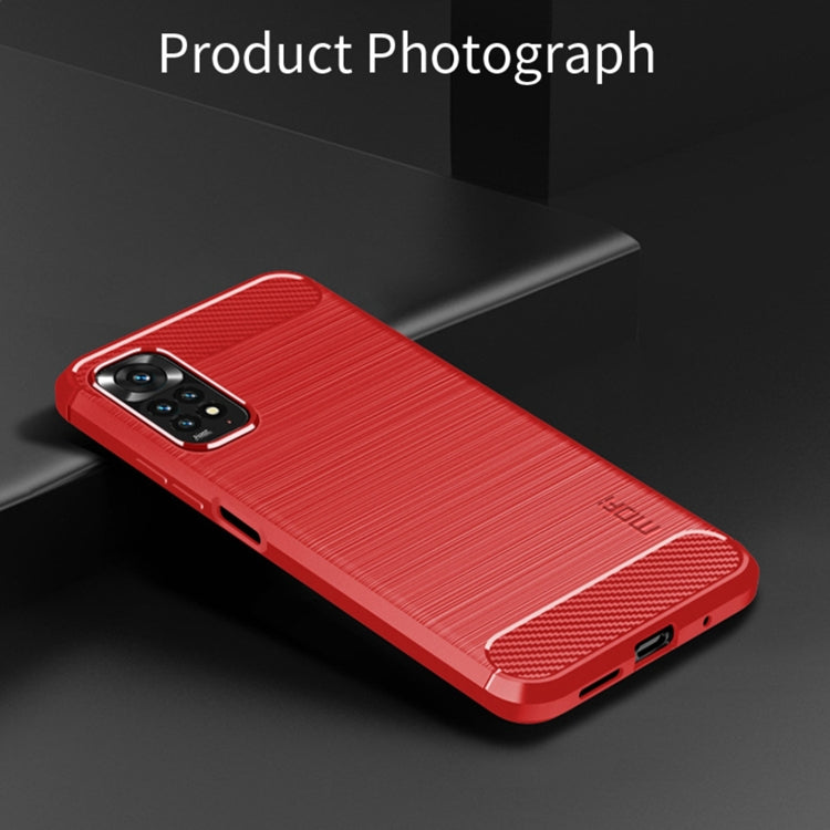 For Xiaomi Redmi Note 11 4G Global / Note 11S 4G MOFI Gentleness Brushed Carbon Fiber TPU Case(Red)