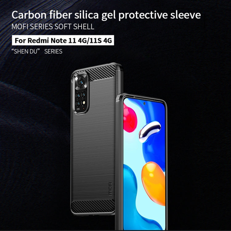 For Xiaomi Redmi Note 11 4G Global / Note 11S 4G MOFI Gentleness Brushed Carbon Fiber TPU Case(Red)