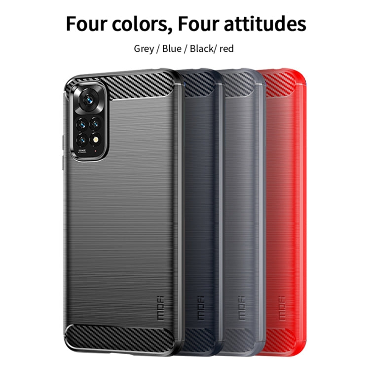 For Xiaomi Redmi Note 11 4G Global / Note 11S 4G MOFI Gentleness Brushed Carbon Fiber TPU Case(Red)
