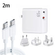 PD-65W USB-C / Type-C + QC3. 0 USB Laptop Charging Adapter + 2m USB-C / Type-C to USB-C / Type-C Data Cable Set, EU Plug / AU Plug / US Plug / UK Plug(White) - Cable & Adapter by PMC Jewellery | Online Shopping South Africa | PMC Jewellery | Buy Now Pay Later Mobicred