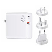 PD-65W USB-C / Type-C + QC3. 0 USB Laptop Charging Adapter + 2m USB-C / Type-C to USB-C / Type-C Data Cable Set, EU Plug / AU Plug / US Plug / UK Plug(White)