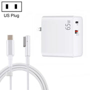 PD-65W USB-C / Type-C + QC3. 0 USB Laptop Charging Adapter + 1.8m USB-C / Type-C to MagSafe 1 / L Head Data Cable, US Plug(White)
