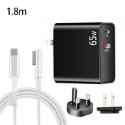 PD-65W USB-C / Type-C + QC3. 0 USB Laptop Charging Adapter + 1.8m USB-C / Type-C to MagSafe 1 / L Head Data Cable, UK Plug / US Plug(Black)