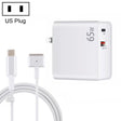 PD-65W USB-C / Type-C + QC3. 0 USB Laptop Charging Adapter + 1.8m USB-C / Type-C to MagSafe 2 / T Head Data Cable, US Plug(White) - Cable & Adapter by PMC Jewellery | Online Shopping South Africa | PMC Jewellery | Buy Now Pay Later Mobicred