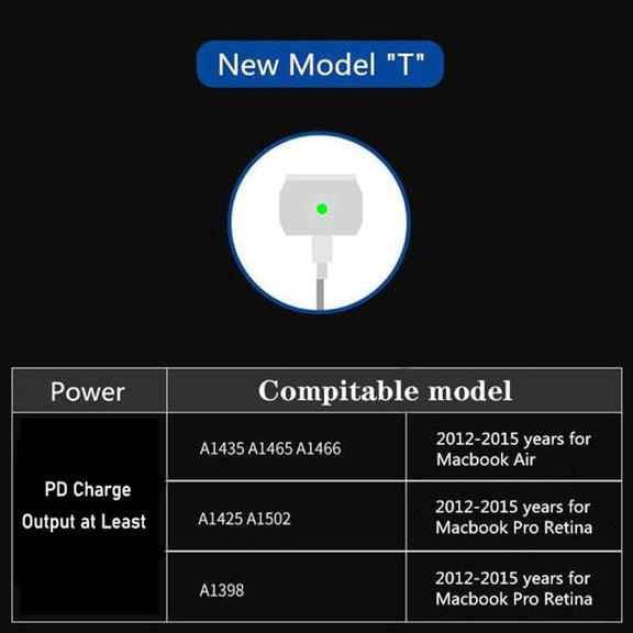 PD-65W USB-C / Type-C + QC3. 0 USB Laptop Charging Adapter + 1.8m USB-C / Type-C to MagSafe 2 / T Head Data Cable, US Plug(White)